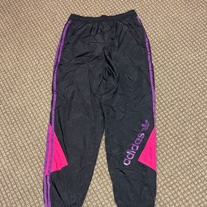 Adidas Black Joggers with Pink and Purple Accents sz S